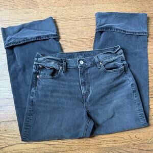 American Eagle Black High Waisted Stovepipe Cuffed Jeans Size 10 Short